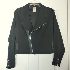 Y2K Patricia Woods Pour Filly&Colt  Black Jacket Size Medium Asymmetrical Zipper